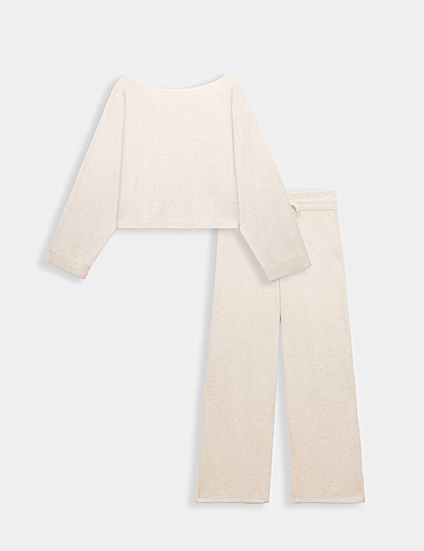 Merino Wool Blend Pyjama Top with Cashmere & Bottom Set - ES