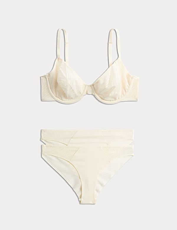 Body Lace Wired Demi Cup Bra Set A-E - ES