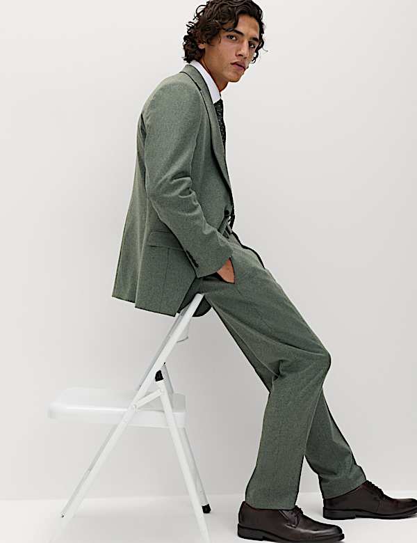 2 Piece Tailored Fit Italian Wool Rich Tweed Suit - FR