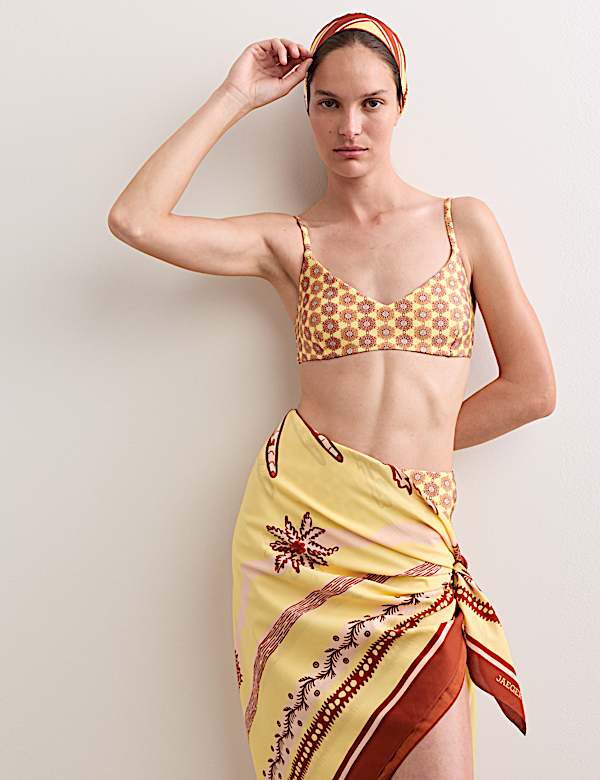 Printed Padded V-Neck Bikini Set - IT