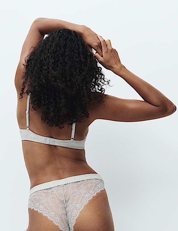 Juni Cotton Rib Wired Push-Up Plunge Bra Set A-E - AU