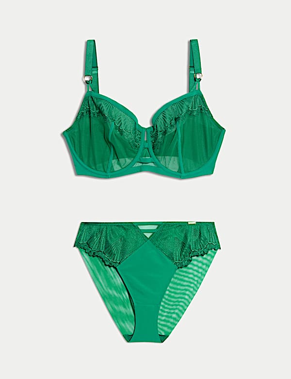 Leon Embroidery Wired Minimiser Bra Set C-G - JP