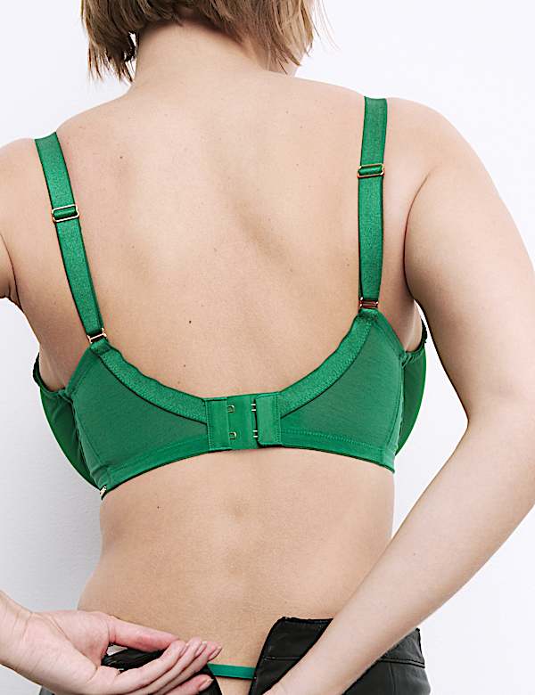 Leon Embroidery Wired Minimiser Bra Set C-G - JP