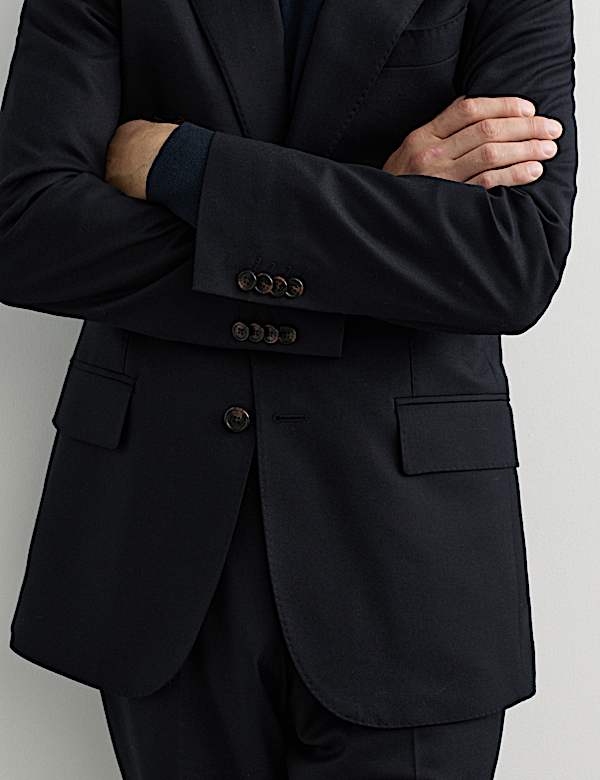 2 Piece Tailored Fit Italian Wool Flannel Suit - AU