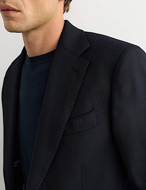 2 Piece Tailored Fit Italian Wool Flannel Suit - AU