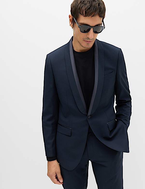 2 Piece Tailored Fit Shawl Collar Tipped Tux Suit