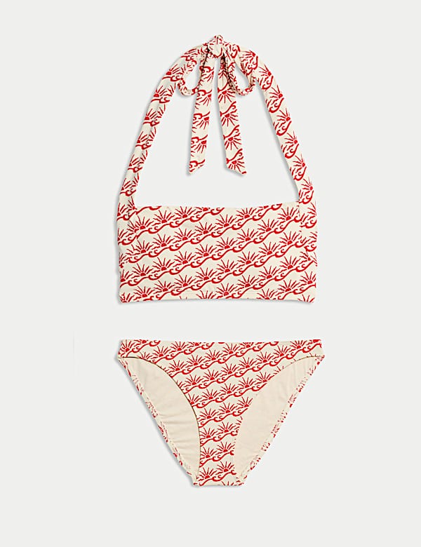 Printed Padded Halterneck Bikini Set - GR