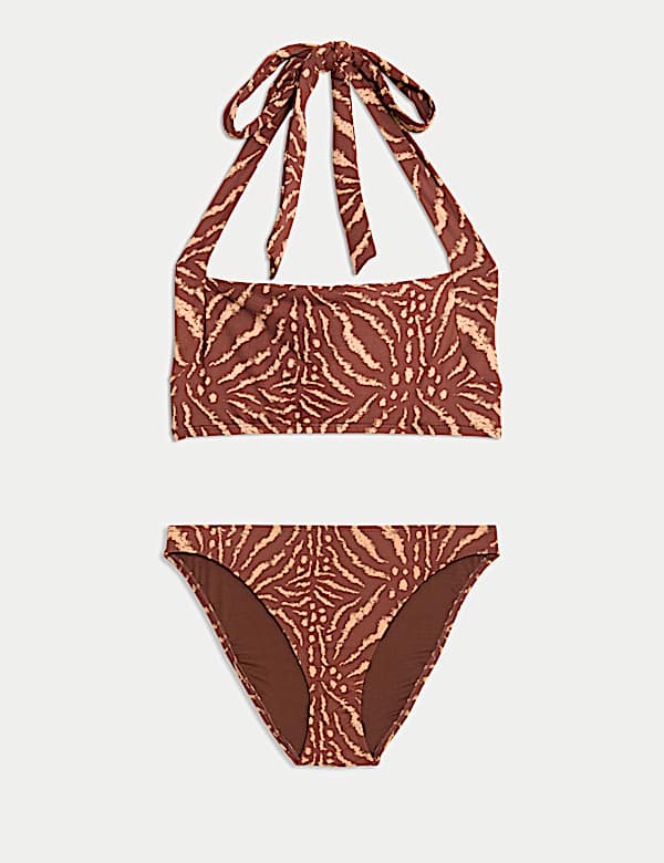 Printed Padded Halterneck Bikini Set - HR