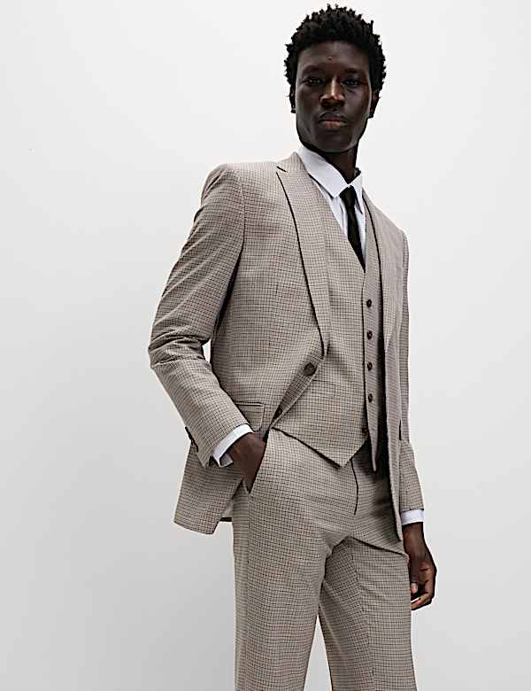 Tailored Fit Grid Check Suit  - JE