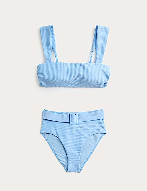 Ensemble de bikini ampliforme &agrave; encolure carr&eacute;e et motif textur&eacute; nid d&rsquo;abeilles - CH