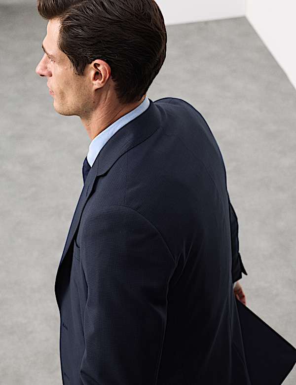 חליפה משובצת מצמר טהור בגזרה מחויטת - IL