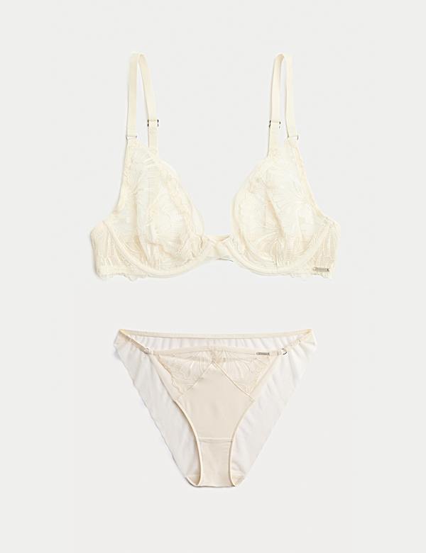 Monaco Embroidery Wired Plunge Bra Set A-E - ES