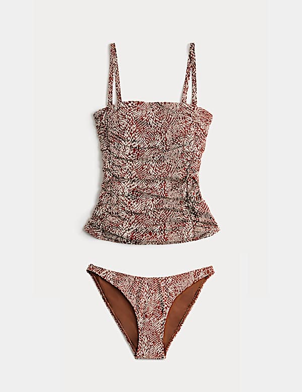 Tummy Control Printed Ruched Tankini Set - CY