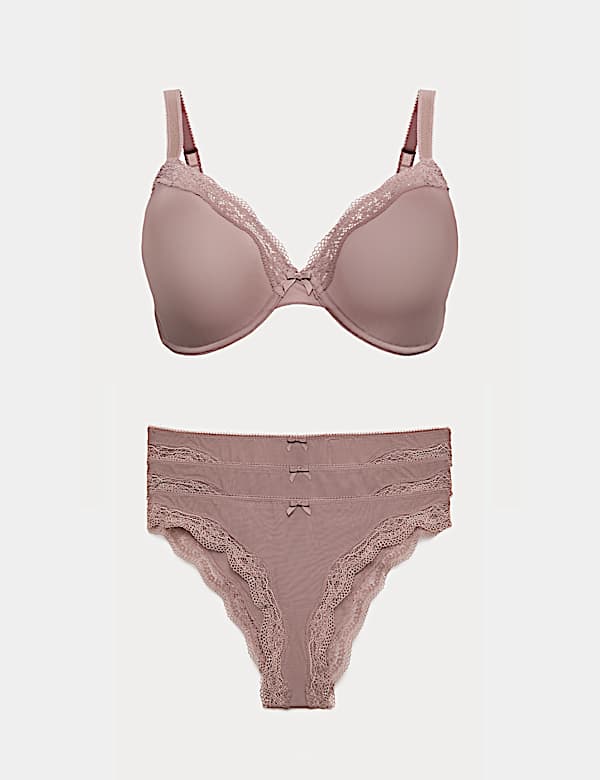 Jasmine Lace Sheer Wired Full Cup Bra Set F-H - HU