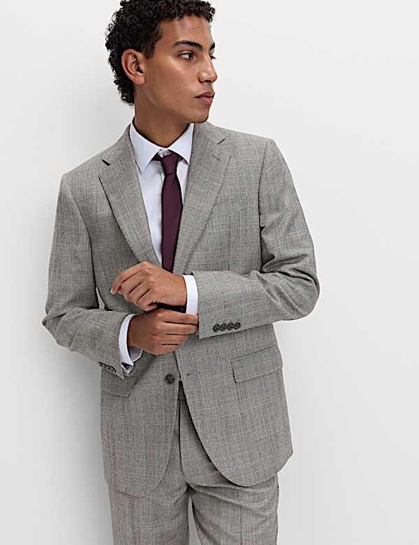 Regular Fit Pure Wool Check Suit - IL