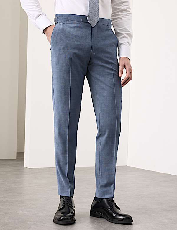 3 Piece Tailored Fit Wool Blend Hopsack Stretch Suit - LU