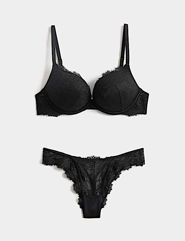 Lace Double Boost Push-Up Plunge Bra Set A-D - AL