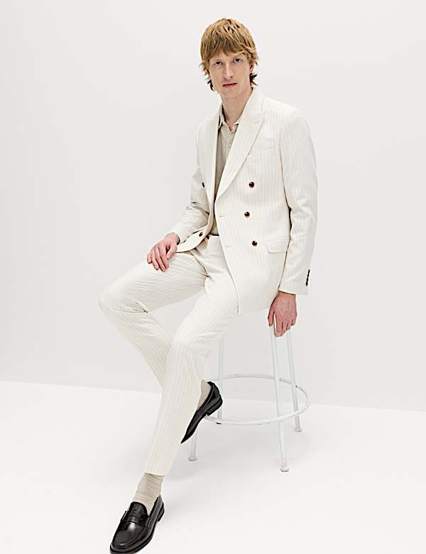 2 Piece Slim Fit Pinstripe Double Breasted Suit - IL