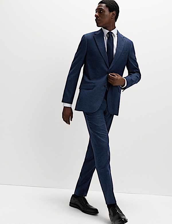 חליפה בגזרה מחויטת מתערובת צמר איטלקי - IL