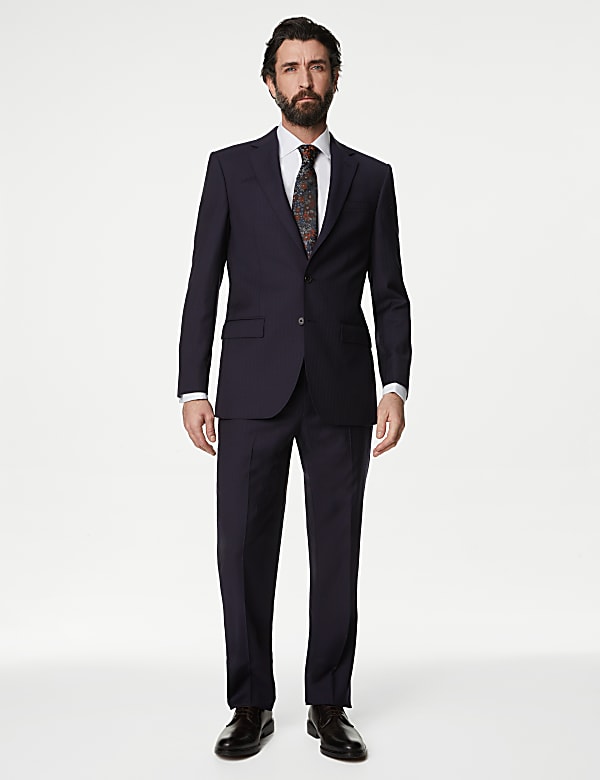 Regular Fit Herringbone Pure Wool Suit - HK