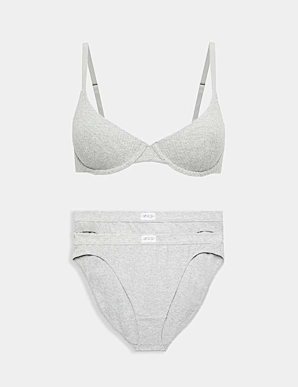 Asta Rib Wired Scoop Demi Cup Bra Set A-E - ID