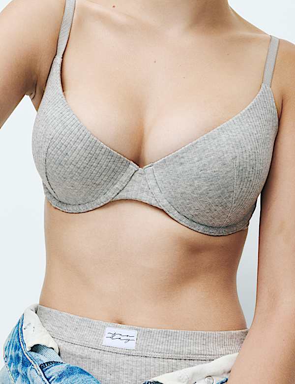 Asta Rib Wired Scoop Demi Cup Bra Set A-E - ID