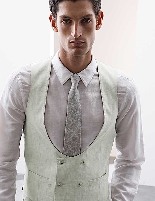 Κοστούμι ιταλικής ποιότητας με προσαρμοσμένη εφαρμογή από σύμμεικτο λινό - GR