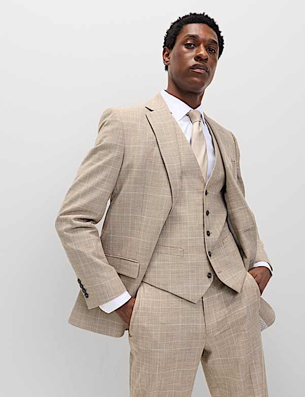 3 Piece Regular Fit Prince of Wales Check Suit