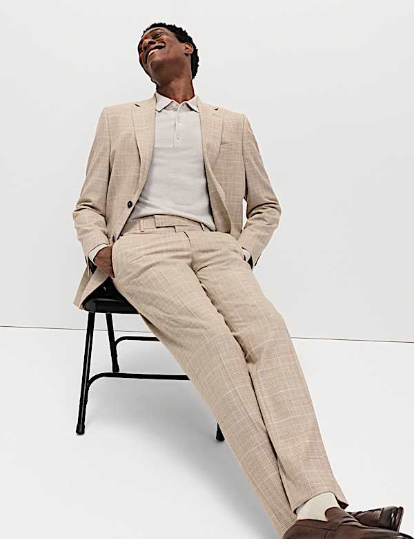 3 Piece Regular Fit Prince of Wales Check Suit - ES