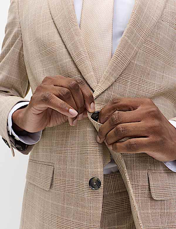 3 Piece Regular Fit Prince of Wales Check Suit - ES