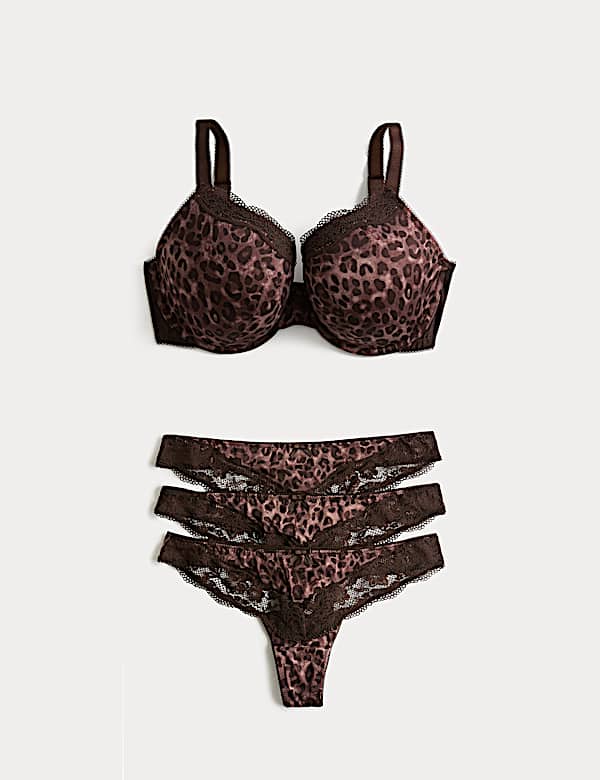 Jasmine Lace Printed Wired Plunge Bra Set F+ - TW