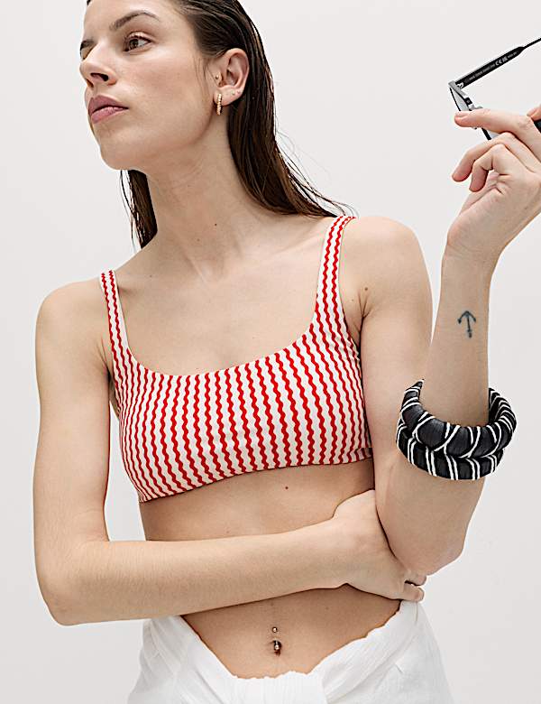 Printed Scoop Neck Bikini Set - CH