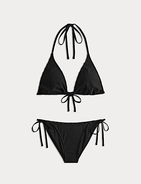 Bead Detail Triangle Bikini Set - VN