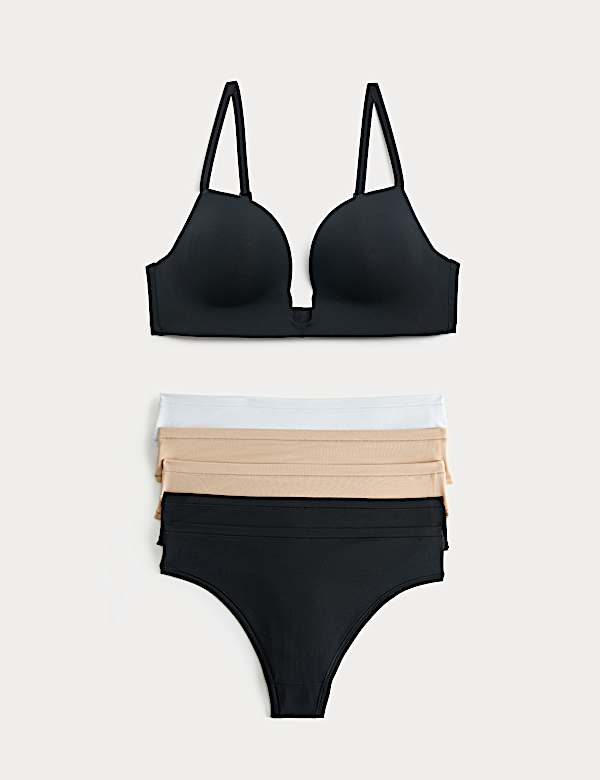 Body Invisibles Wired Push Up Plunge Bra Set A-E - HU