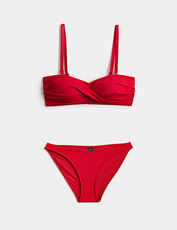 Padded Twist Front Bandeau Bikini Set - CH