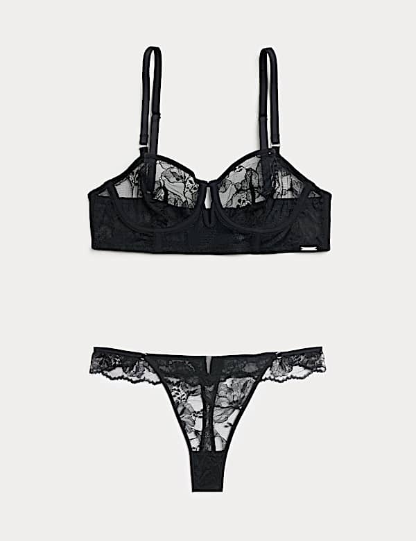 Savannah Lace Wired Longline Balcony Bra Set A-E - FR