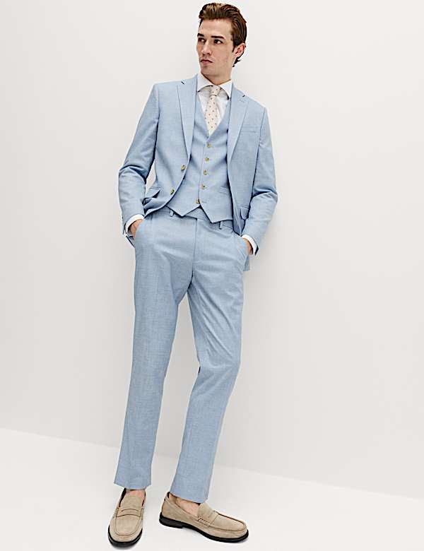 3 Piece Slim Fit Textured Stretch Suit - NZ