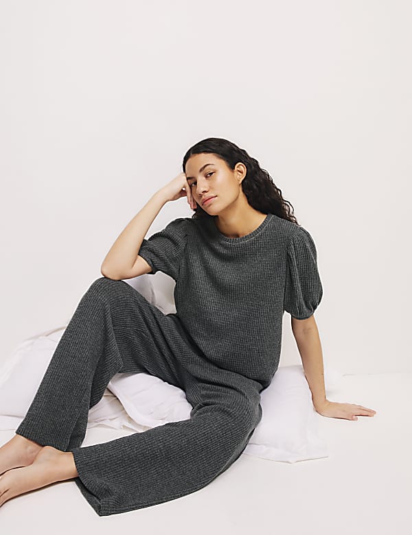 Cosy Waffle Pyjama Top Set M S CA