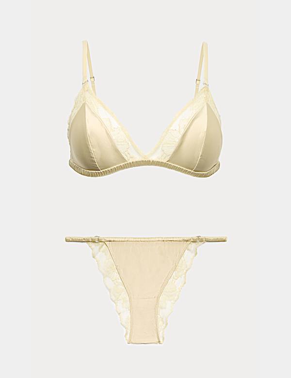 Savannah Satin & Lace Triangle Bralette Set - AT