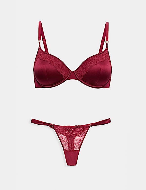Silk & Lace Wired Demi Cup Bra Set A-E - IL