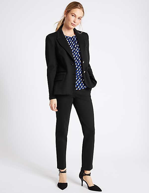 Blazer Slim Leg Trousers Suit Set M S GR