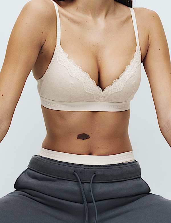 Lotta Cotton Blend Rib Non Wired Plunge Bra Set A-E - CZ