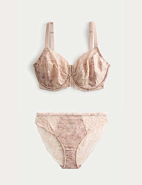 Rosalie Silk & Lace Wired Minimiser Bra Set C-G - AT