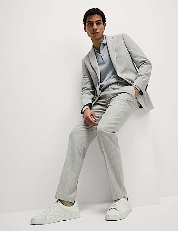 Tailored Fit Wool Rich Tweed Suit - NZ