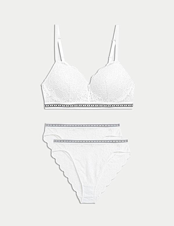 Set Bra Push Up Tanpa Kawat Renda Cleo A-E - ID