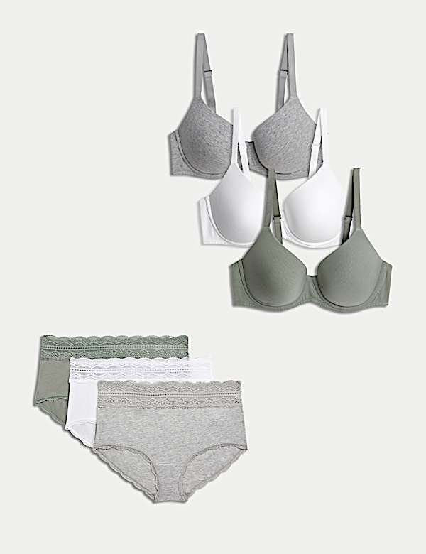 3pk Wired Full Cup T-Shirt Bra Set A-E - FR