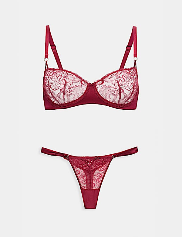 Lace with Silk Wired Balcony Bra Set A-E - DE