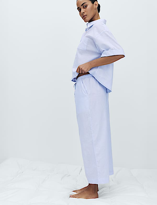 Pure Cotton Woven Stripe Collared Pyjama Set