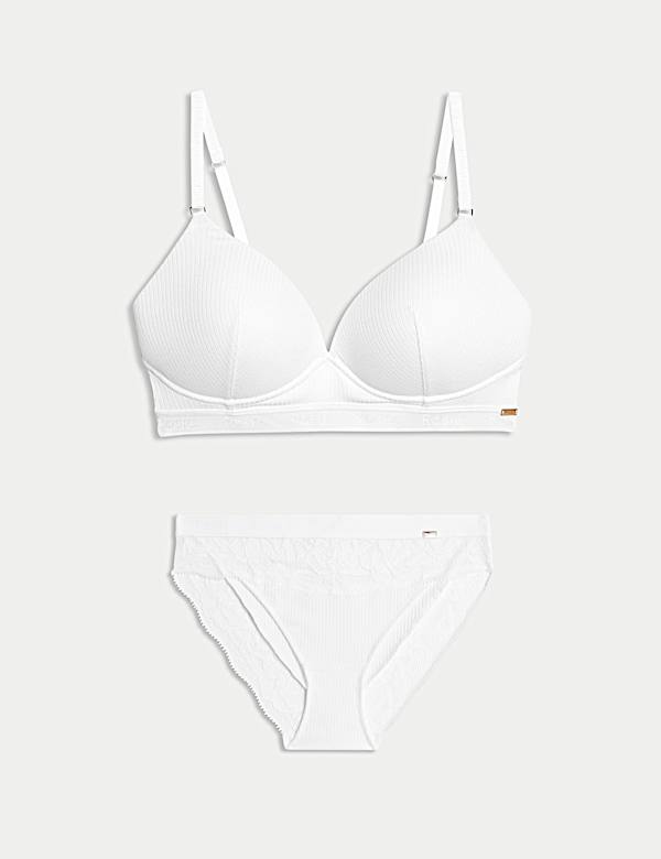 Lounge Rib & Lace Non Wired Plunge Bra Set A-E - MX