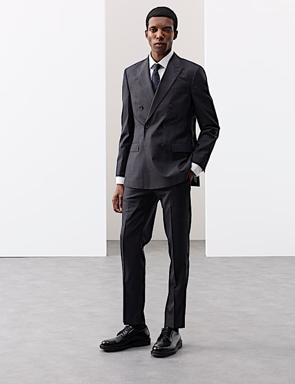 Doppelreihiger Anzug aus reiner Wolle mit Karomuster - AT